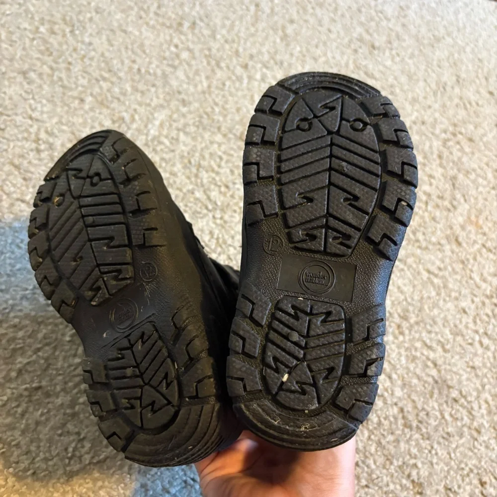 Wonder Nation Kids Black Winter Boots Sz 12 Snow Strap